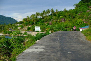 Fototapeta na wymiar Indonesia Anambas Islands - Country road to terempa