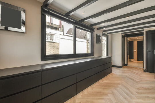 Interior of a modern house with clothes closets