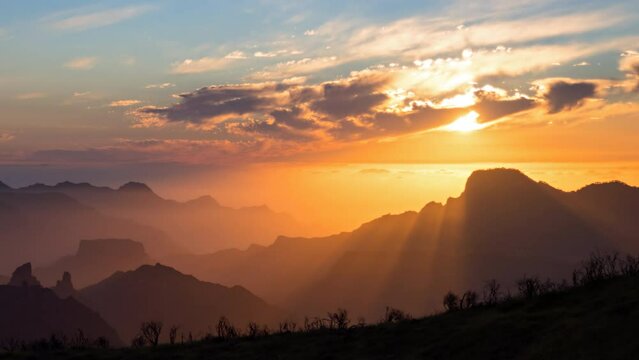 Sunset hyperlapse over Tejeda, Gran Canaria