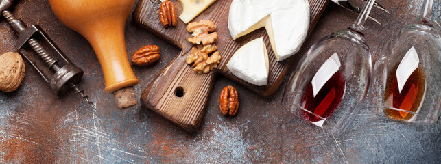 Wine, nuts and cheese