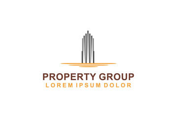 Real estate logo house skyscraper roof window  modern simple design silhouette city residence property icon building