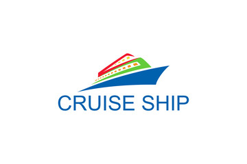 Cruise ship yacht logo design icon illustration vehicle transportation beach sea vacation