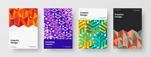 Fototapeta premium Abstract mosaic tiles presentation concept bundle. Fresh catalog cover vector design illustration collection.