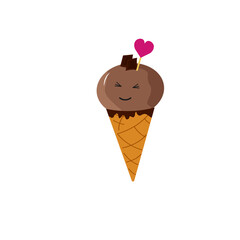 kawaii ice cream characters. Cute cartoon stickers. Vector illustration. For covers, notebooks, childrens games.