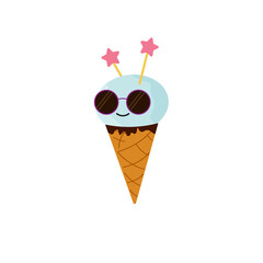 kawaii ice cream characters. Cute cartoon stickers. Vector illustration. For covers, notebooks, childrens games.