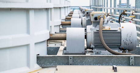 Electric motor industry in cooling tower system and install on rooftop of building for chiller system.