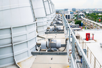 Electric motor industry in cooling tower system and install on rooftop of building for chiller system.