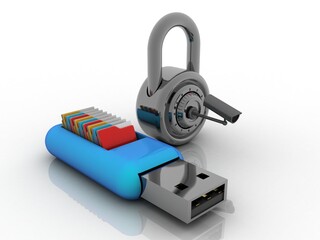 3d rendering folders in Pen driver protect CCTV camera lock