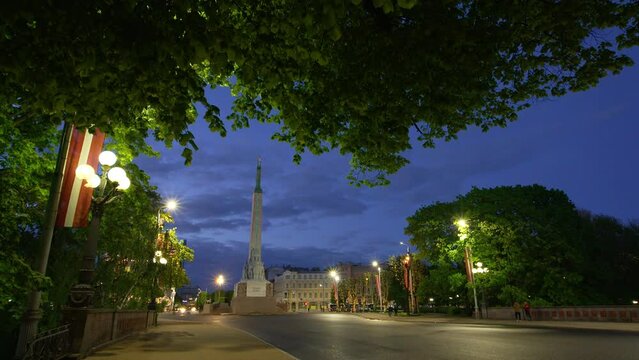 Freedom monument, evening, Riga, Latvia