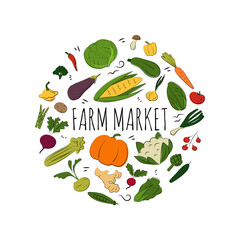 Vegetable set. Vector flat illustration. Vegetarian concept