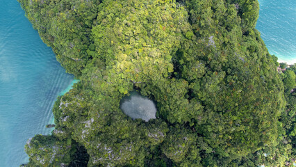 Aerial photography of the Island. Paradise. Asia. Crystal clear waters on the trip to Thailand. Ao...