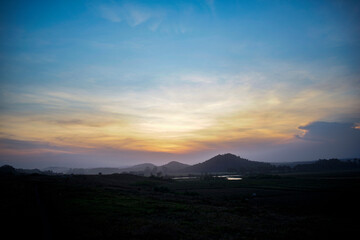 sunset atmosphere in the mountains