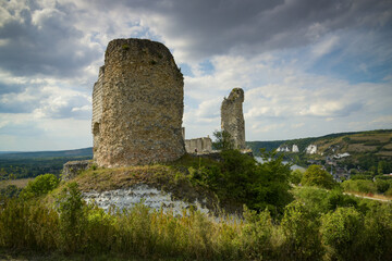 Naklejka premium view of the gaillard castleover the town of the andelys