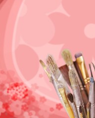 Fototapeta premium Paint brush and art painter tools. Paintbrush for painting in artist studio workplace