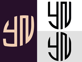 Fototapeta Creative Initial Letters YN Logo Designs Bundle. obraz