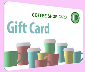 Here is a coffee shop prepaid gift card isolated on a transparent backround and is a 3-d illustration.