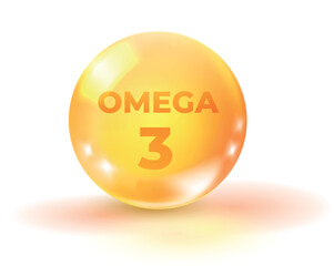 Omega 3 fat droplet. Realistic round oil ball