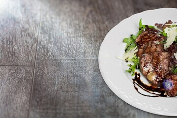 Tasty meat dish stew, made of beef chuck steak, traditional meal.