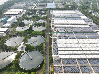 Sewage treatment plant in city