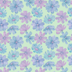 Abstract floral ornament in pastel shades for design. Delicate flowers collected in a seamless pattern. Seamless botanical pattern.