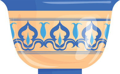 Ancient arabic bowl icon. Cartoon old ceramic
