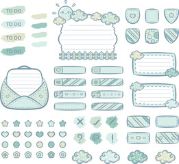 collection of digital printable frame notes with planners sticker and sticky notes pack