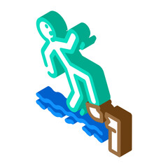 falling water man accident isometric icon vector. falling water man accident sign. isolated symbol illustration