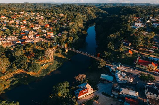 Aerial view of San Ignacio alongside the Macal River