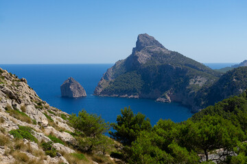 Views from the viewpoint es Colomer, in Mallorca, the Balearic Islands, Spain.