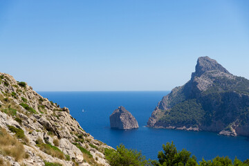 Fototapeta na wymiar Views from the viewpoint es Colomer, in Mallorca, the Balearic Islands, Spain.