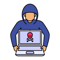 Internet Spy vector icon design, White Collar Crime symbol, Computer crime Sign, security breakers stock illustration, Password Cracker with Laptop Concept