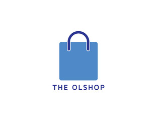 Online shop logo with shopping bag illustration