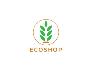 Fototapeta premium Eco shop logo with leaf illustration