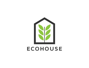 Eco house logo design illustration