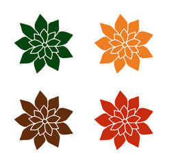 Autumn Leave Clip Art on Isolated Background - Four different colors - Green, Brown, Burgundy and Yellow