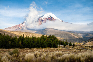 views of chimborazo peak, ecuador