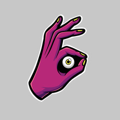 Hand Holding Eyes Cartoon