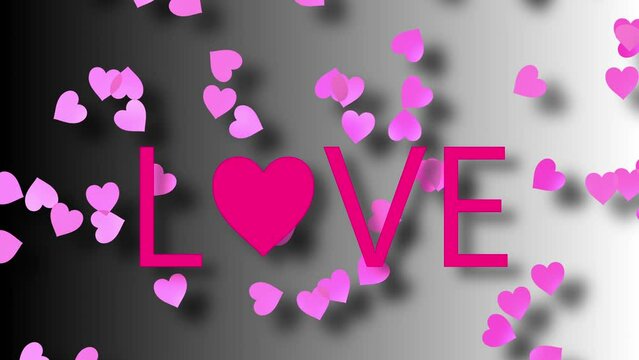 Love heart greeting on pastel pink background