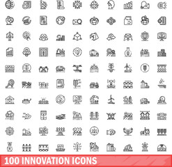 100 innovation icons set. Outline illustration of 100 innovation icons vector set isolated on white background