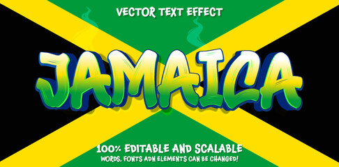 Jamaica Party text effect editable vector 3d style - obrazy, fototapety, plakaty