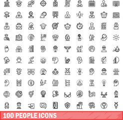 100 people icons set. Outline illustration of 100 people icons vector set isolated on white background