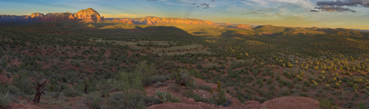 Sedona Arizona viewed from the eastern slope of the Cockscomb Butte near sundown.