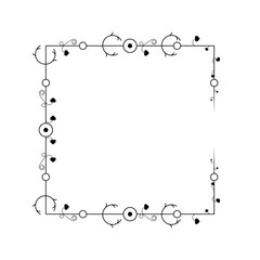 Abstract Black Simple Line Square With Leaf Leaves Frame Flowers Doodle Outline Element Vector Design Style Sketch Isolated Illustration For Wedding And Banner