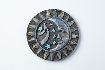 Celestial Moon and Sun figure with copy space