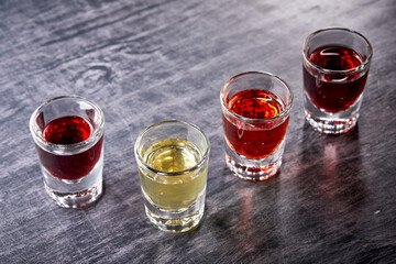 shots with traditional drinks on table