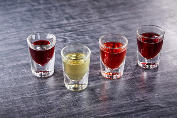 shots with traditional drinks on table