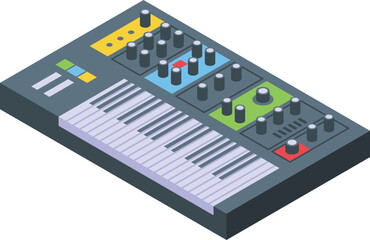 Play synthesizer icon isometric vector. Dj music. Song device