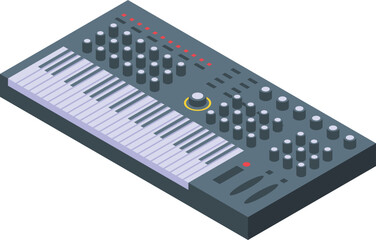 Techno synthesizer icon isometric vector. Dj art. Piano instrument