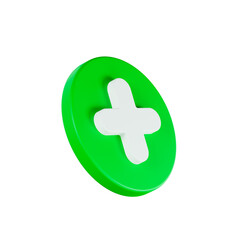 Obraz premium plus sign, medical cross-round green circle button with plus on the white background. Health care. Medical symbol of emergency help. 3d rendering, Illustration.