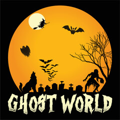 Ghost world Happy Halloween shirt print template, Pumpkin Fall Witches Halloween Costume shirt design - obrazy, fototapety, plakaty